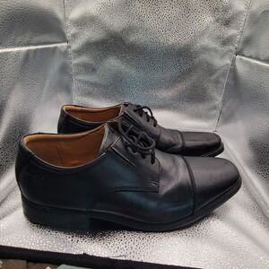 Clarks Collection Mens Tilden Cap Black Leather Oxford Dress Shoes Size 10.5 M